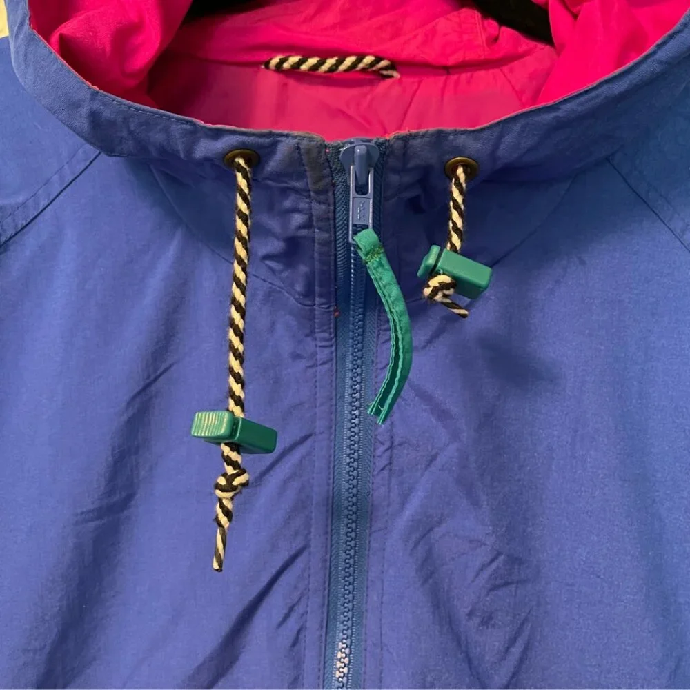 Vintage 90s Helly Hansen Blue & Pink Windbreaker Anorak Jacket XL Retro Outdoor